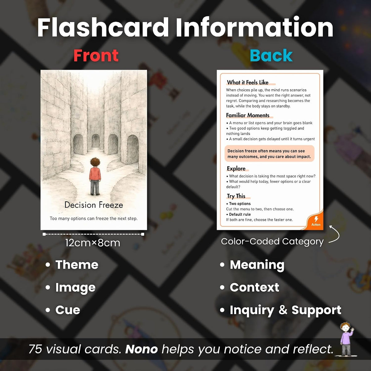 NeuroDivergent Cards - 75 Self-Reflection Therapy Cards for NDs, Autism & ADHD Tools for Adults, Teens, Coping Skills, Emotional Regulation, Mental Health Games & Therapist Gifts