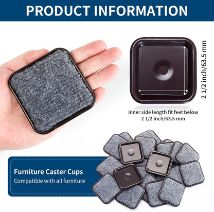 Ezprotekt 1.63" Round Carpet Bottom Furniture Caster Cups, 16 Pcs Reusable Furniture Coasters, Felt Furniture Sliders Pads to Protect Hardwood, Tile or Carpetd Floors from Scratches (Dark Brown)