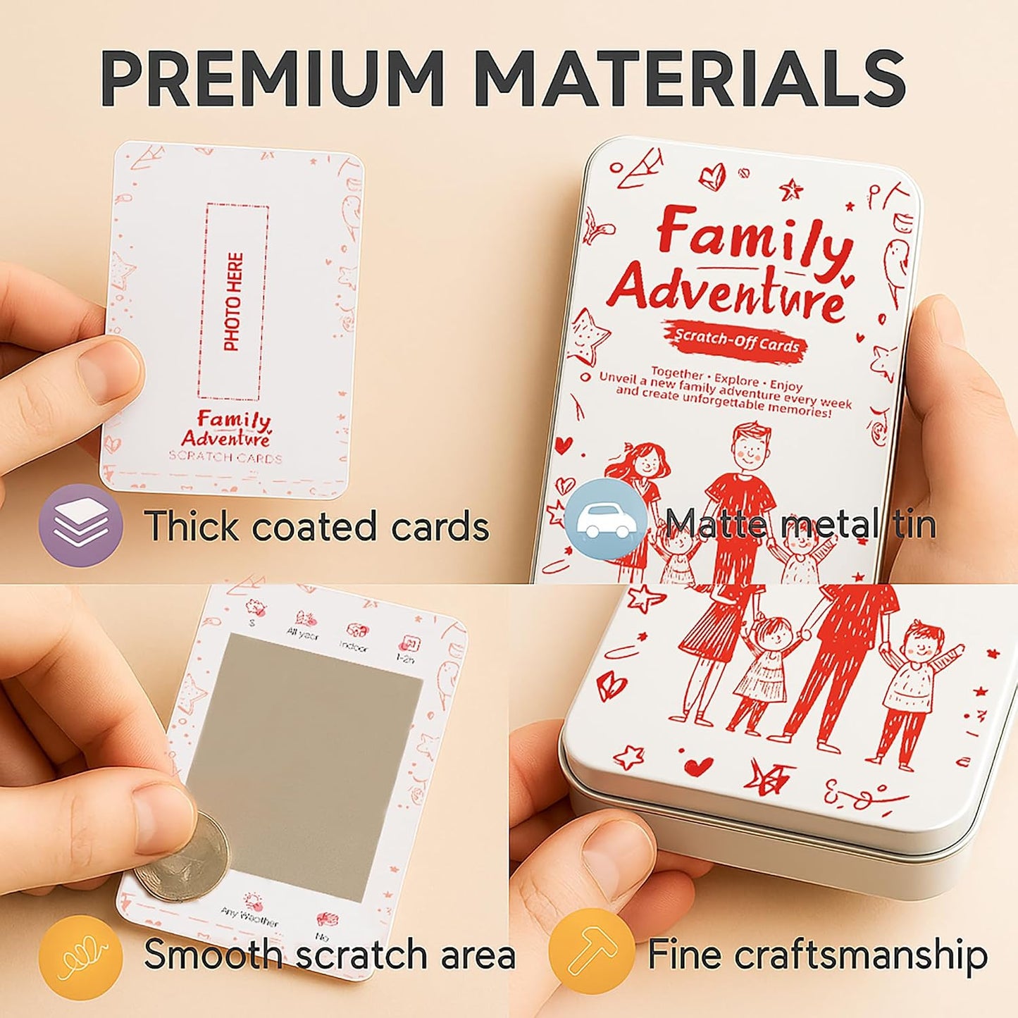 50 Screen-Free Scratch-Off Family Activity Cards | Fun family game night cards for kids and adults