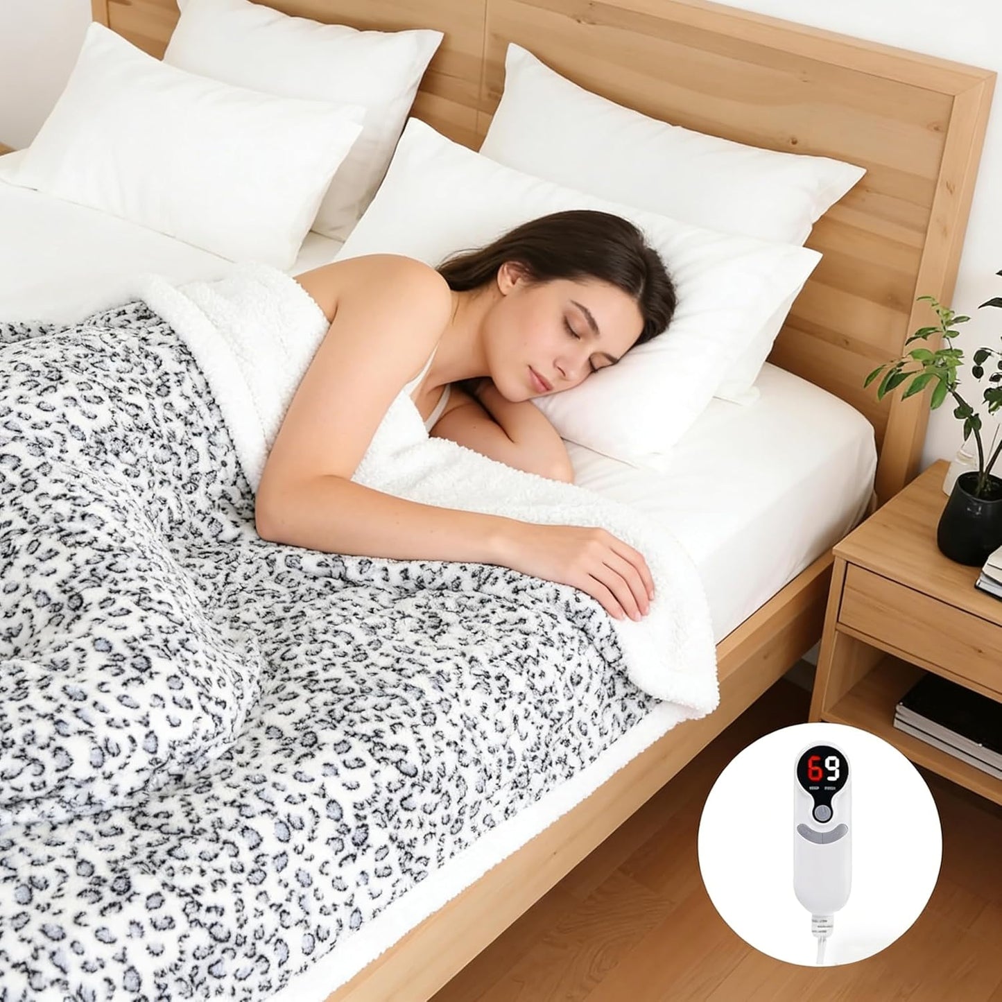 Soypipo Electric Heated Throw Blanket 50"x60", Faux Fur Plush with 4 Heat Settings & 2/4/8/10H Auto Shut-Off, Overheat Protection, Machine Washable, for Office & Chair, Dark Grey