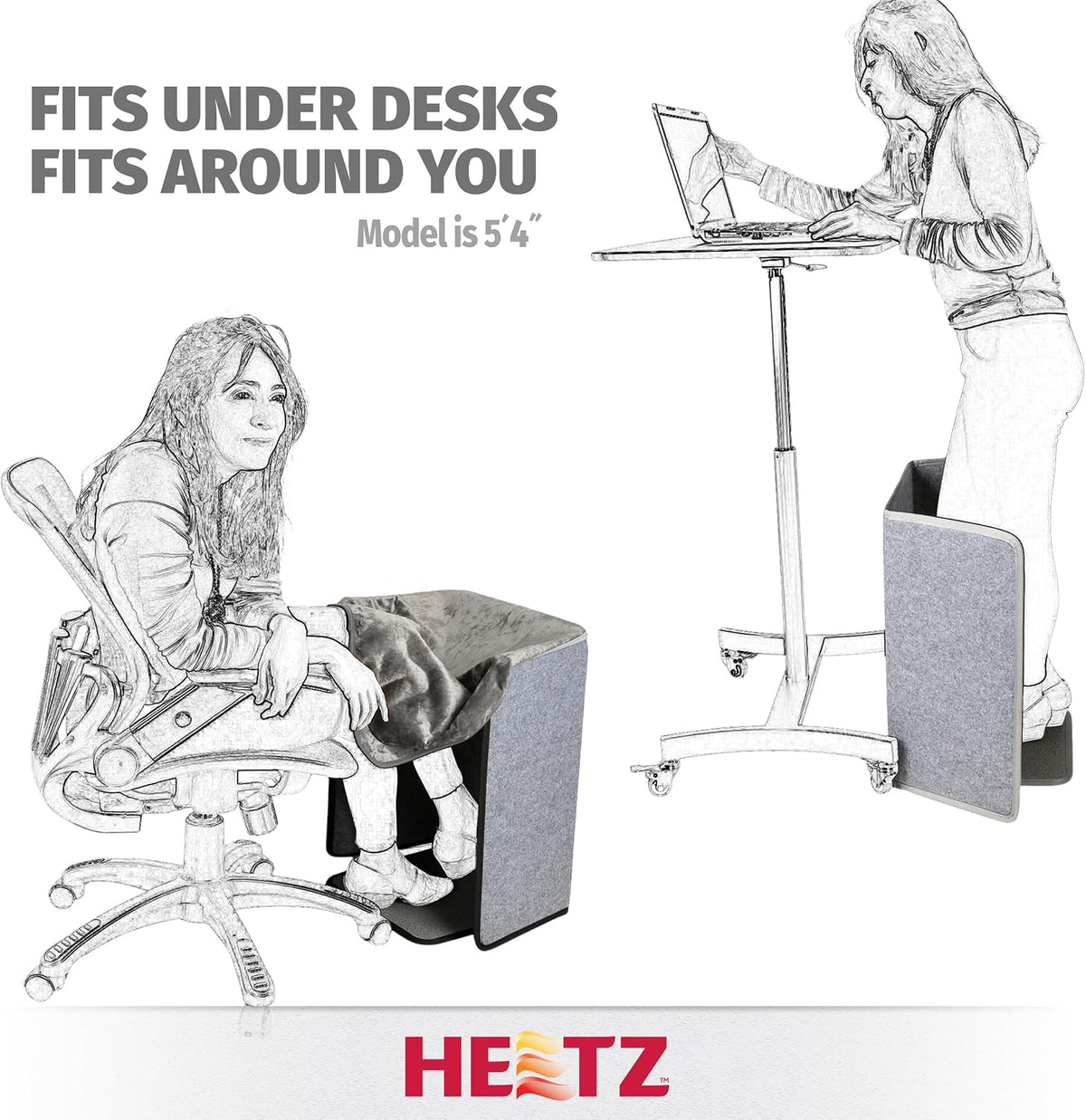 Heetz Foldable Foot and Leg Heater, Portable Under Desk Space Heater and Warmer with Heated Floor Mat, 3 Temperature Settings, 23 x 15.5 x 11.5-Inches