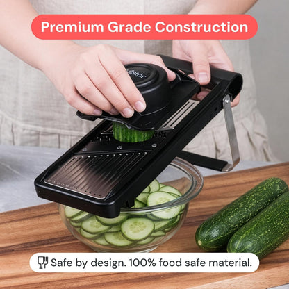 Fullstar Essential Vegetable Chopper & Mandoline Slicer | 2 in 1 Compact Food Chopper, Fruit Slicer & Onion Dicer with Stainless Steel Blades & 3-Cup Container (Black)