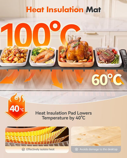 Warming Mat For Food Extra Large 36"x16" 580W Food Warming Mat Buffet Servers and Warmers,Chafing Dishes for Buffet 6 Temp 6 Hour,Roll Up Food Warmers for Parties Buffet Catering Gatherings