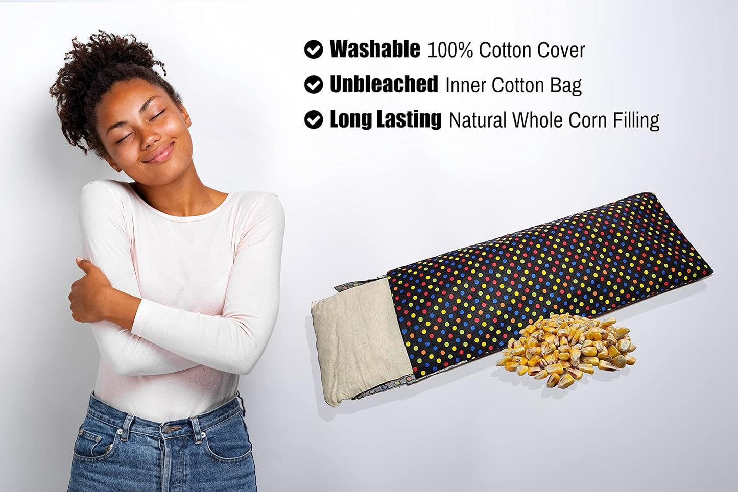 Microwavable Corn Filled Heating Pad and Cold Pack/Washable 100% Cotton Cover (Cross Hatch - Mint, 7.5in W x 11in L)