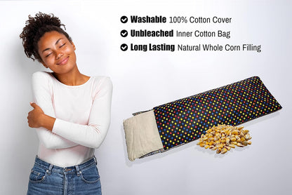 Microwavable Corn Filled Heating Pad and Cold Pack/Washable 100% Cotton Cover (Cross Hatch - Mint, 7.5in W x 11in L)