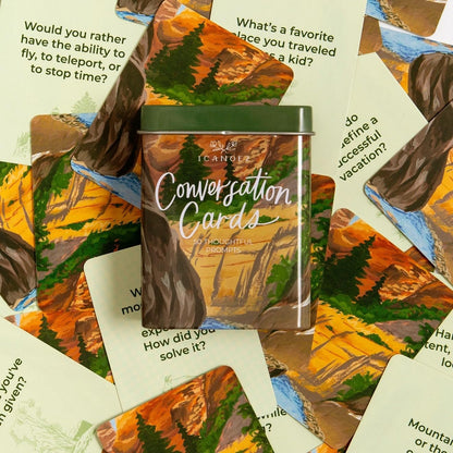 1Canoe2 Conversations Card Game, 50 Cards & Tin (Reading) | 50 Conversation Starter Cards, Decorative Storage Tin, Book Lovers Gift