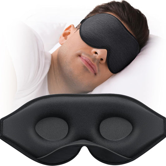 MABAO Sleep Mask for Side Sleeper, Eye Mask for Sleeping Women Men, Black | 3D Contoured Cup No Eye Pressure, 100% Light Blocking Sleeping Mask with Adjustable Strap Night Blindfold Flight, Travel, Nap