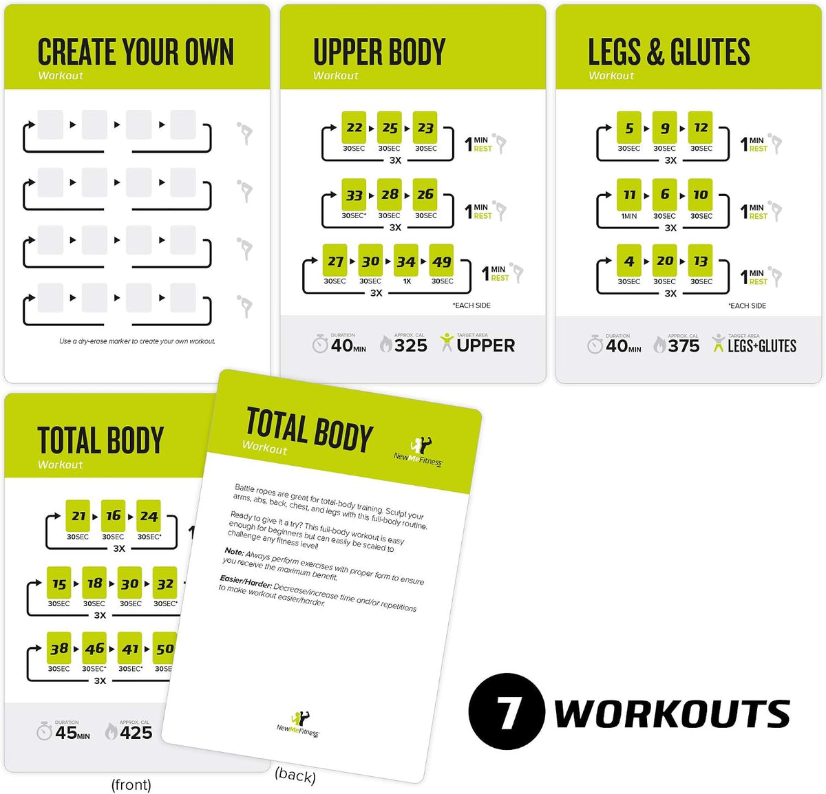 NewMe Fitness Pilates Workout Cards, Fitness Deck for Women and Men