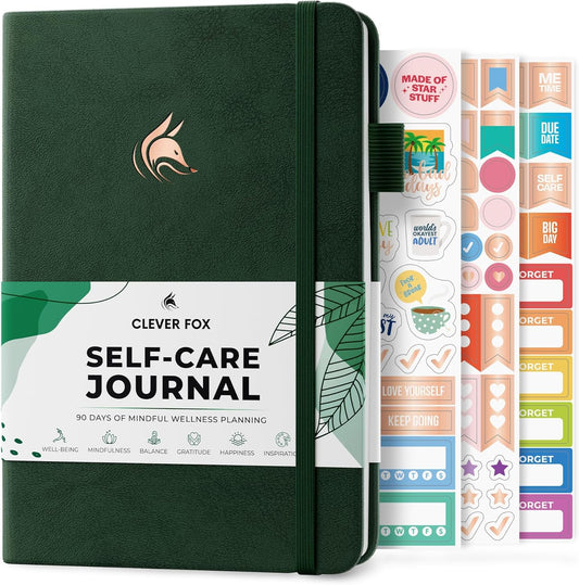Clever Fox Self-Care Journal – Wellness & Daily Reflection Notebook – Mental Health & Personal Development Journal – Self-Care, Meditation & Mood Journal for Women & Men – A5 Size (Forest Green) | 3-month mental health journal, habit tracker, wellness