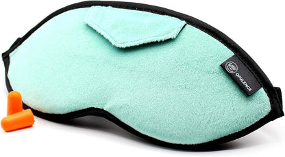 Dream Essentials Opulence Micro Plush Sleep Mask, Black Velvet Eye Mask for Sleeping with Earplugs, Front Pocket, Adjustable Strap, Soft Cotton Lining, Light Blocking Travel Accessory for Night Rest