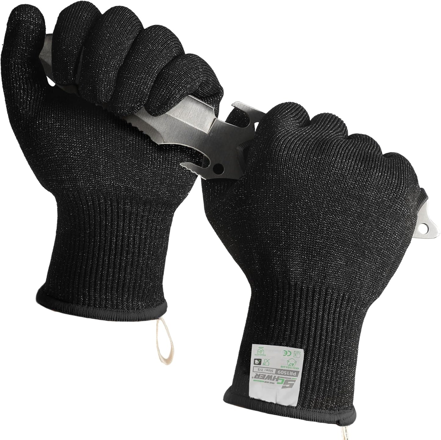 Schwer 2 Pairs ANSI A7 Cut Resistant Gloves, Mandoline Glove for Kitchen, Breathable & Comfortable, Food Grade Cutting Gloves for Meat Cutting, Fish Processing, Carving, and Shelling, PR1509, M