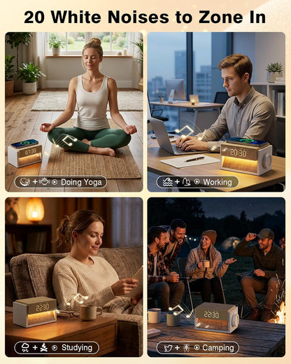 Sunrise Alarm Clock with Sound Machine, Wake Up Light & Wireless Charger