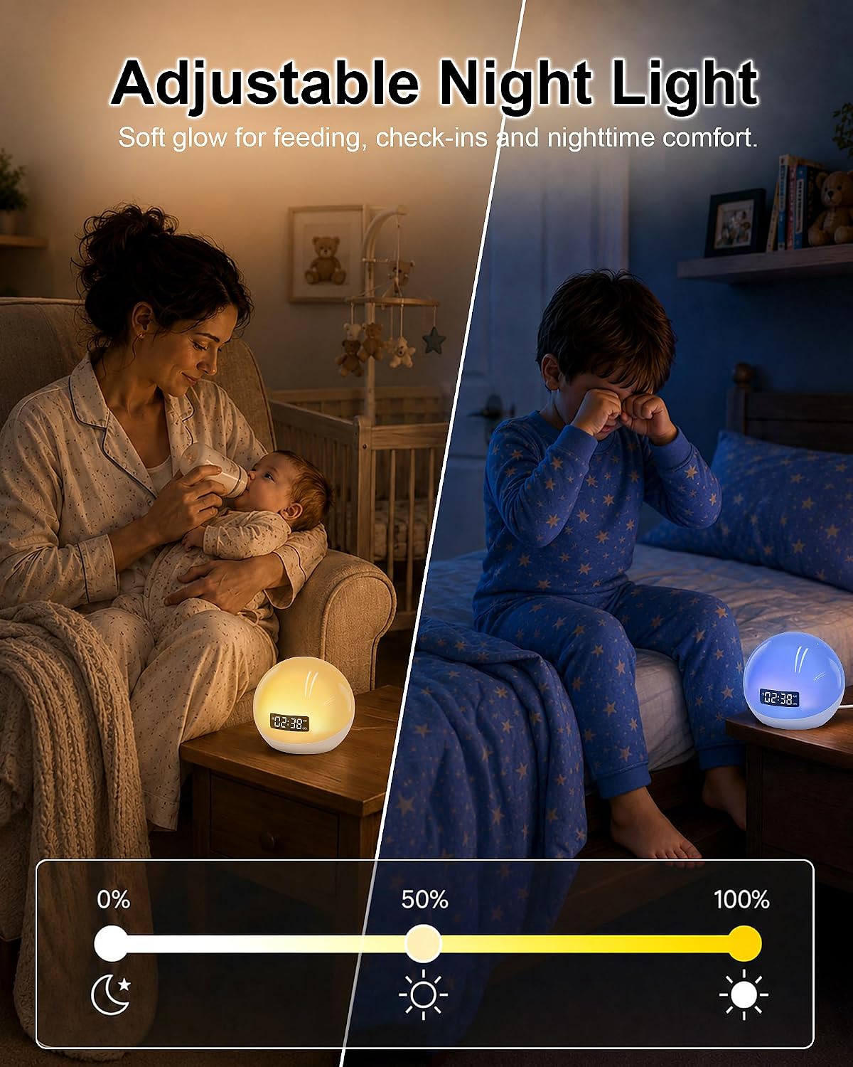 White Noise Sound Machine with Sunrise Alarm Clock for Kids Baby Sleeping