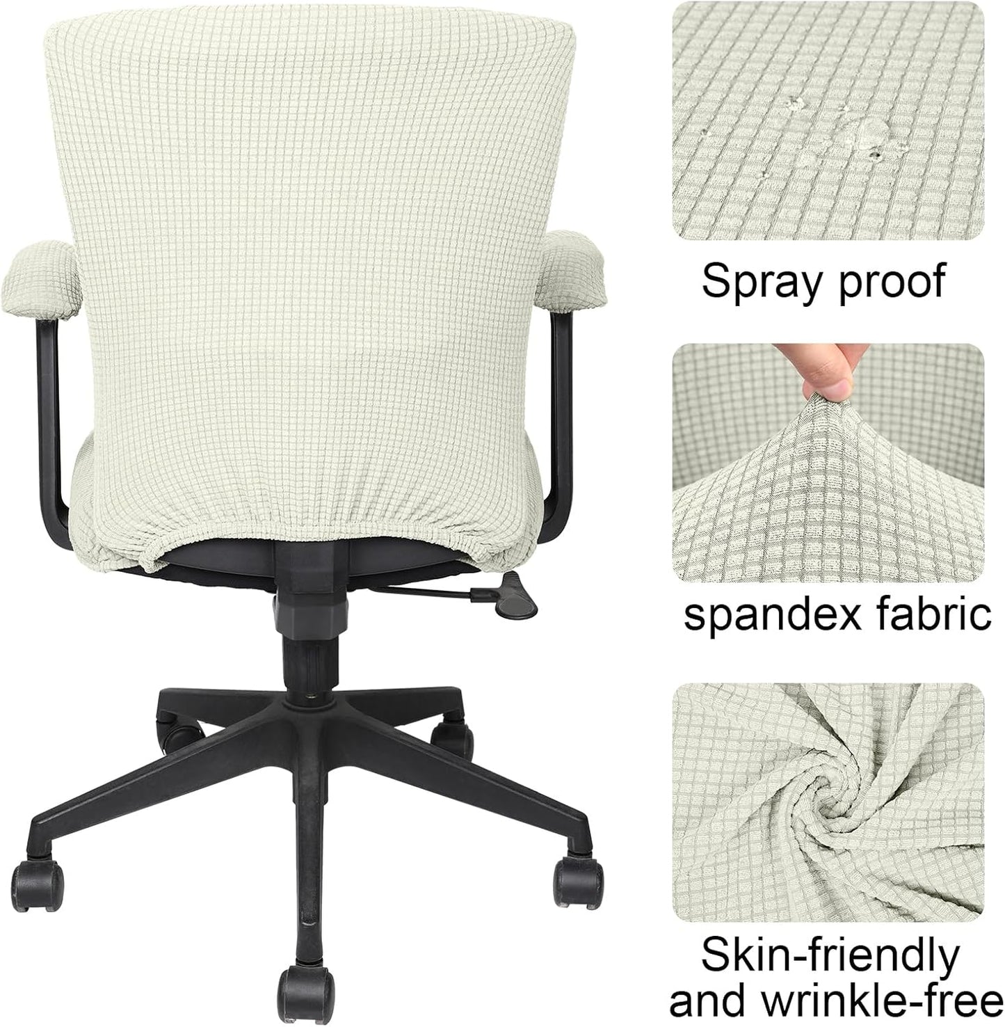 Tallew 4 Pcs Office Chair Covers Set Computer Universal Protective Stretchable Chair Seat Covers Desk Armrest Slipcovers Pads Office Cushion Backrest for Rotating (XL,Silver Gray)