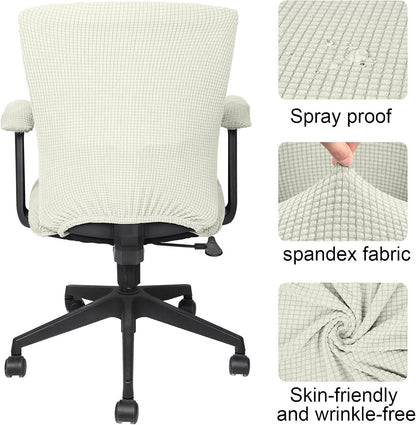 Tallew 4 Pcs Office Chair Covers Set Computer Universal Protective Stretchable Chair Seat Covers Desk Armrest Slipcovers Pads Office Cushion Backrest for Rotating (XL,Silver Gray)