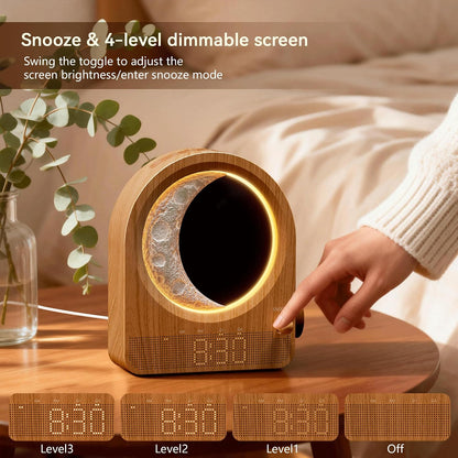 blonbar Sunrise Alarm Clocks for Bedrooms, Stepless Dimmable Moon Lamp Dual Alarm Clock with 12Levels Volume for Heavy Sleepers, 10 Natural Sounds with 30/60/90mins Timer, Gifts for Women