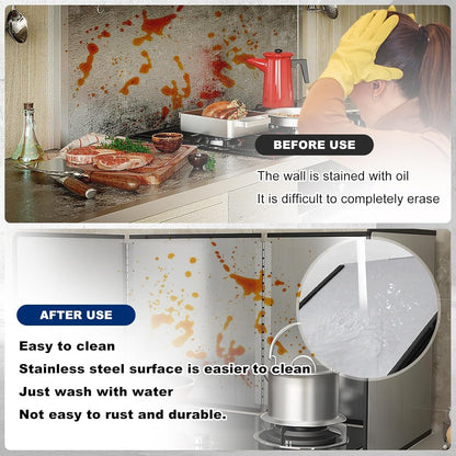 4-Sided Foldable Oil Splatter Guard, Stainless Steel for Frying | Nonstick Oil Splash Insulation, Foldable Design for Easy Storage, Protects Stove & Countertop, Heat Insulation Board