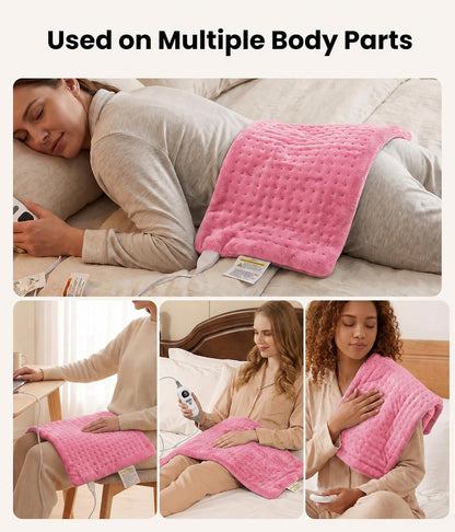 Electric Heating Pad for Back, Cramps, Shoulder, Moist & Dry Heat, 12"x24"
