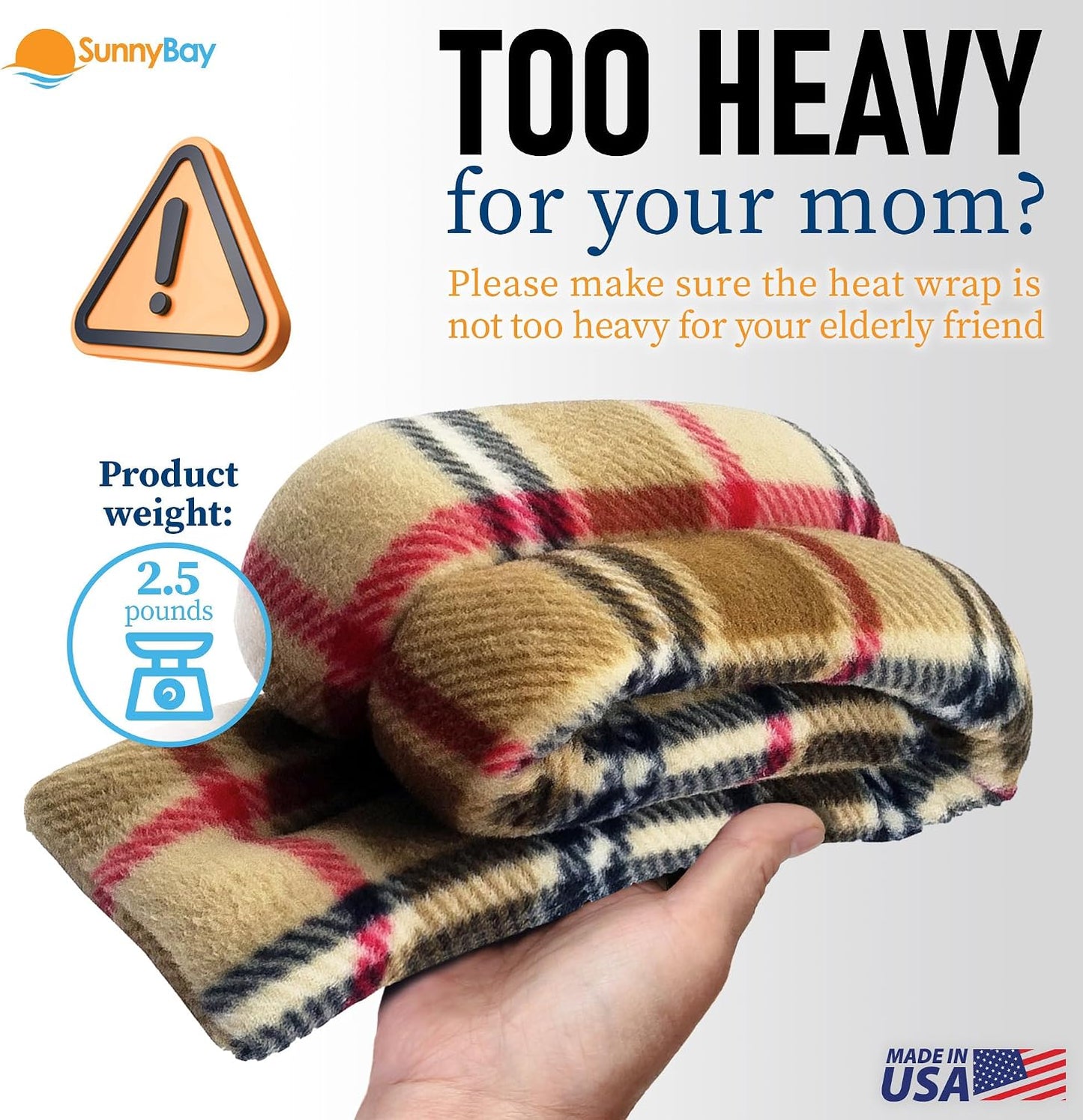 SunnyBay Microwavable Heating Pad for Neck and Shoulder, Heated Neck Wrap, Microwave Heat Pad, Weighted Beanbag Moist Hot or Cold Compress, 2.2 lbs, 26x4 Inches, Buffalo