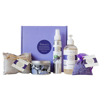 Victoria's Lavender Luxury Lavender Relaxing Spa Gift Basket, Set of 3 | Neck Wrap, Dead Sea Bath Salts, and Hand & Body Lotion , Microwavable Neck Heating Pad Filled with Lavender Buds & Flax Seed