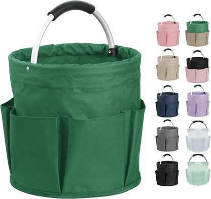 17L Cleaning Caddy with Handle and 6 Pockets, Foldable Cleaning Supply Caddy, Portable Shower Caddy in 600D Oxford Fabric, Multifunctional Storage Basket for Camping, Gardening, Black