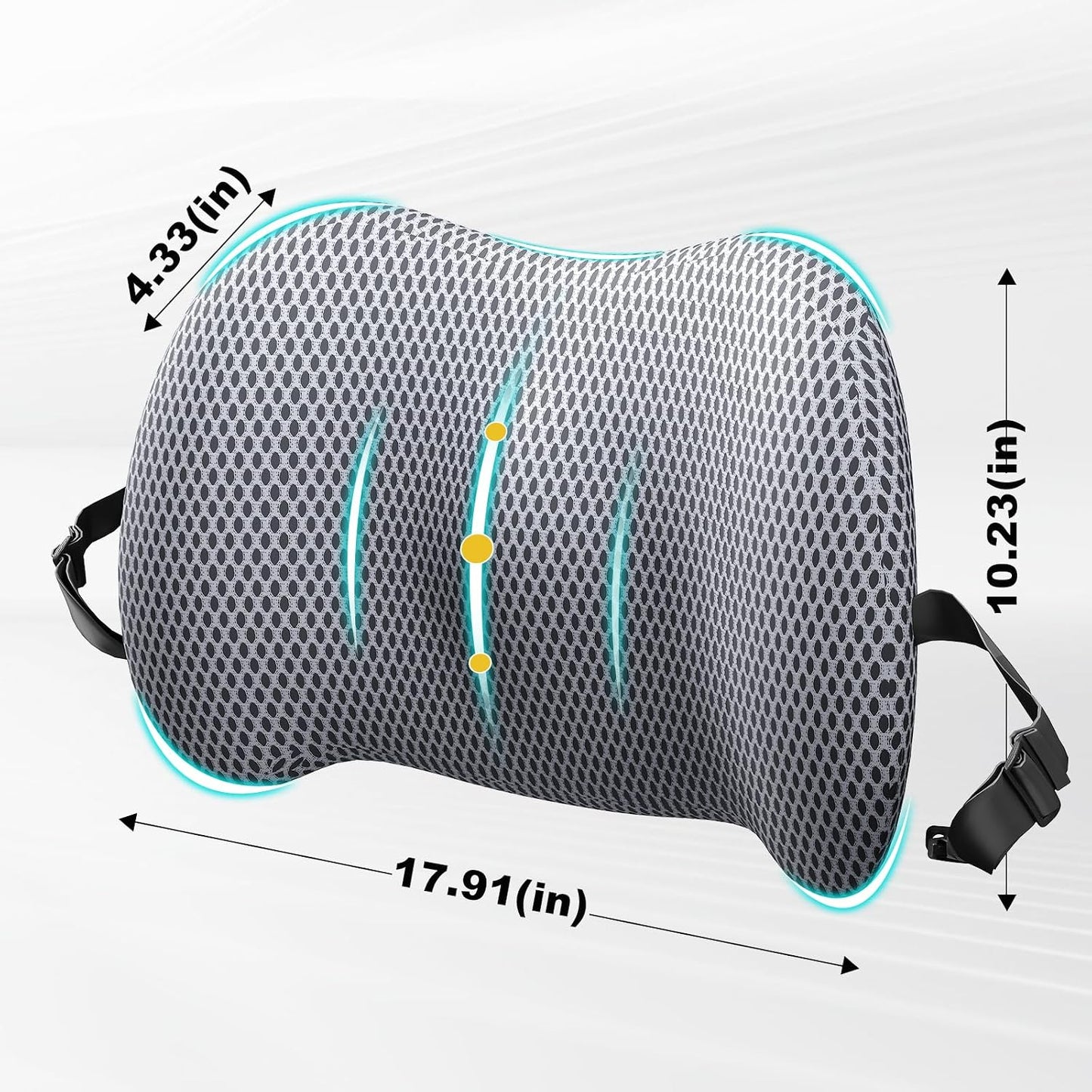 BYMECOST Lumbar Support Pillow for Car, Memory Foam Car Back Cushion | Car Seat Back Pillow for Driving, Adjustable Strap, Ergonomic Lower Back Support Pillow, Office Chairs and Wheelchairs