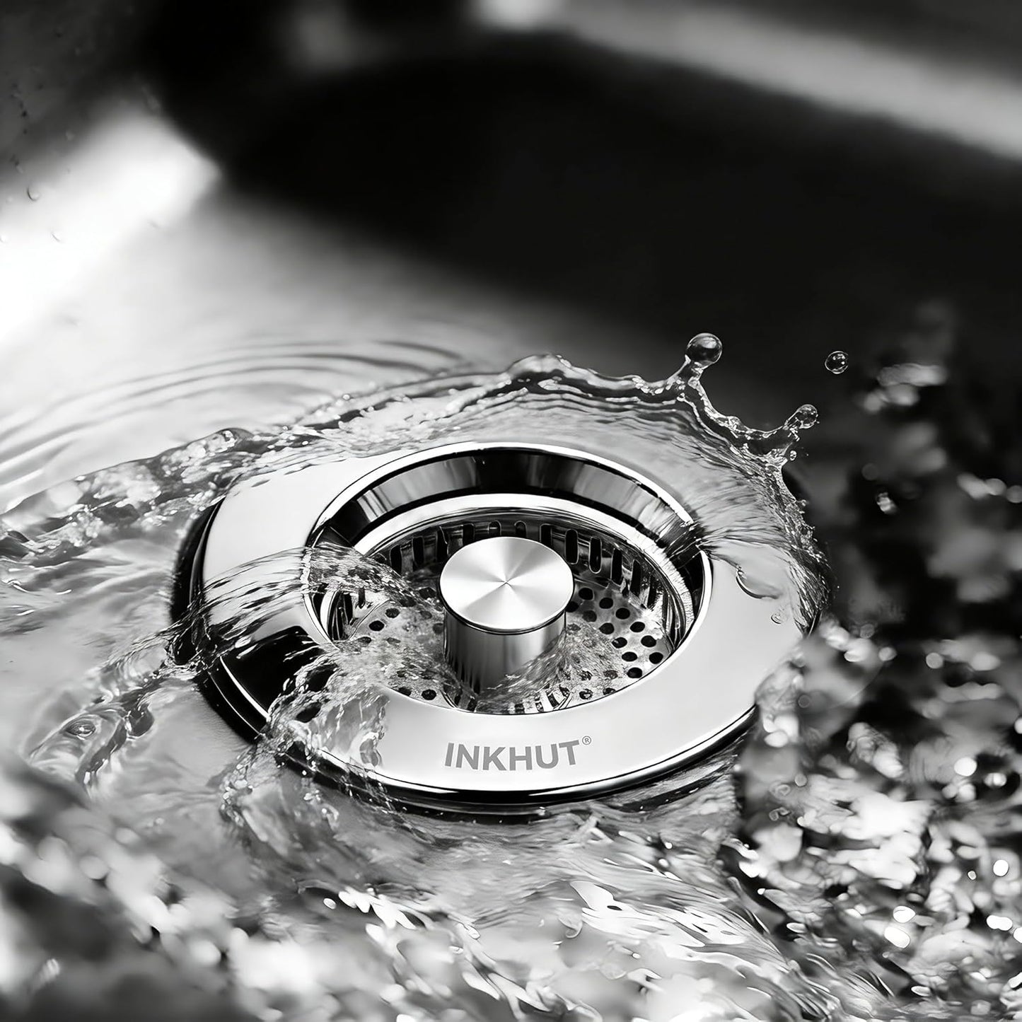 Upgraded 3 in 1 Kitchen Sink Drain Strainer | Stainless Steel Sink Stopper, Anti-Clogging Food Catcher Basket, Bounce Core Drain Strainer Plug for 3 1/2 inch Drain