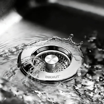 Upgraded 3 in 1 Kitchen Sink Drain Strainer | Stainless Steel Sink Stopper, Anti-Clogging Food Catcher Basket, Bounce Core Drain Strainer Plug for 3 1/2 inch Drain