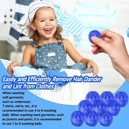 12Pcs Reusable Laundry Hair Remover Balls, Pet Hair Remover for Washing Machine, Effectively Cat Dog Fur Lint Catcher, Laundry Lint Remover Balls for Bedding, Clothes, Sofa Covers (Deep Blue)