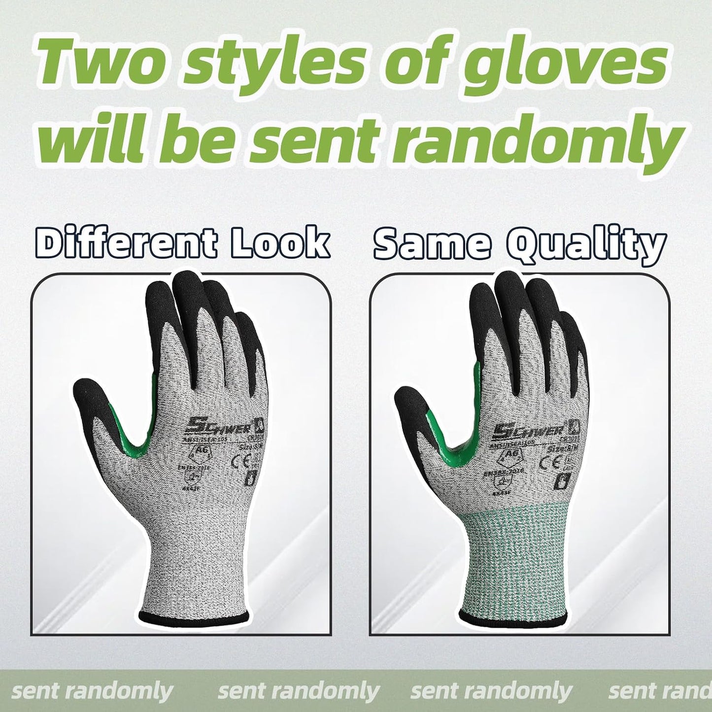 Schwer 2 Pairs A7 Cut Resistant Work Gloves, Touchscreen, CR3027, L | Sandy Nitrile Coated, Superior Grip, Used for Woodworking, Glass Cutting, Construction, Cargo Handling, Gardening, Car Repair