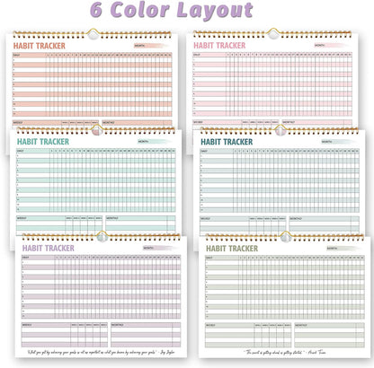 Habit Tracker Calendar, Aesthetic Daily Weekly Goal and Habit Tracker Journal, 12 Months Undated Habits Tracker Planner with Spiral Binding, Boost Productivity Tool and Workout Calendar, 11.7"x8.5"