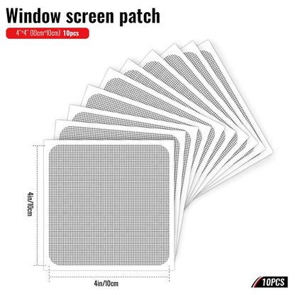 Matenf Window Screen Repair Patches, 4" x 4", 10 PCS, Black | 3-Layer Sticky Mesh Patches, Invisible Budget-Friendly, Tool-Free Waterproof Fix for Screen Tears, Holes and Pet Scratches