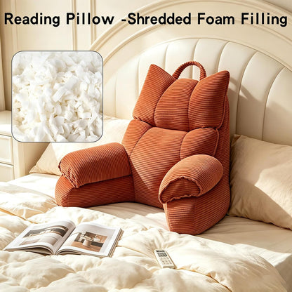 Reading Pillow for Bed with Arms, Back Support, Memory Foam（Grey Black）