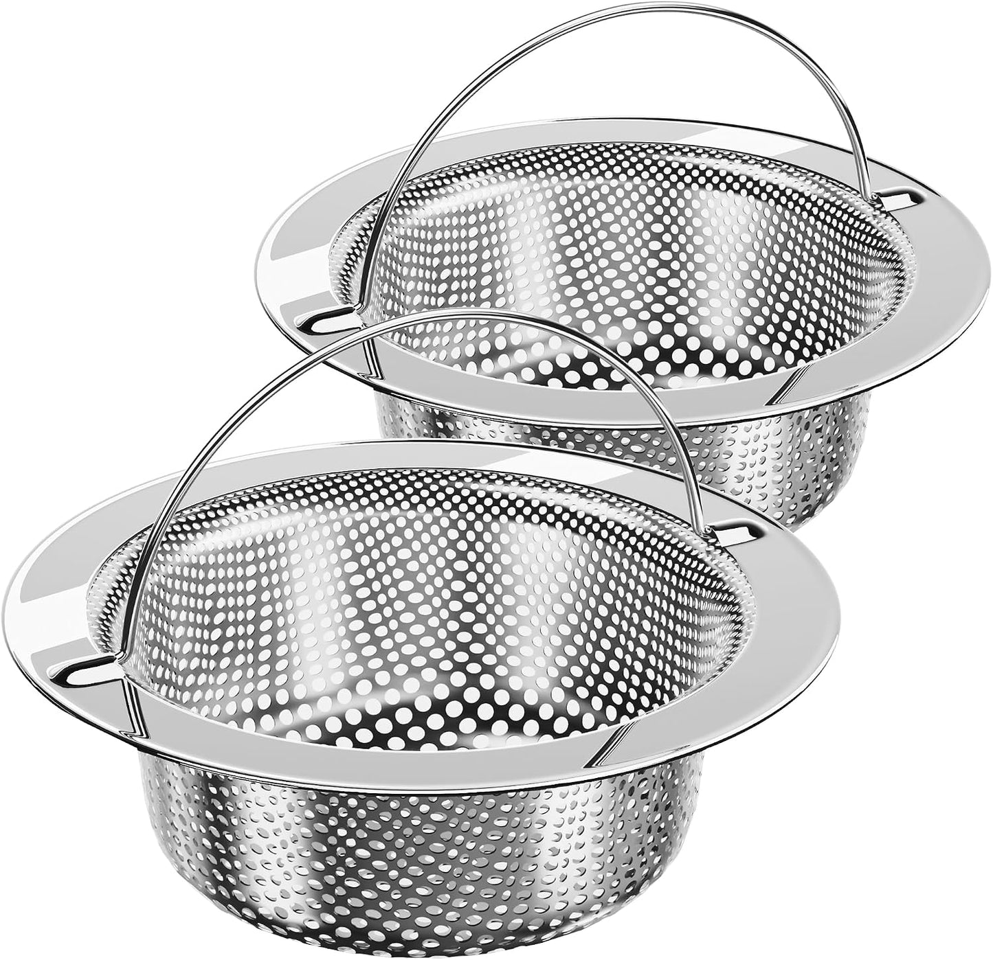 MR.SIGA Kitchen Sink Strainer, Stainless Steel Sink Drain Strainer, 2 Pack | Dishwasher safe sink strainer, outer diameter 4.33 inch/11 cm, inner diameter 3.23 inch/8.2cm