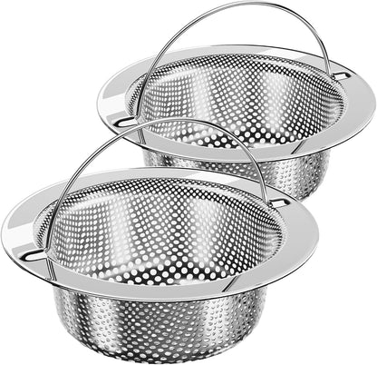MR.SIGA Kitchen Sink Strainer, Stainless Steel Sink Drain Strainer, 2 Pack | Dishwasher safe sink strainer, outer diameter 4.33 inch/11 cm, inner diameter 3.23 inch/8.2cm