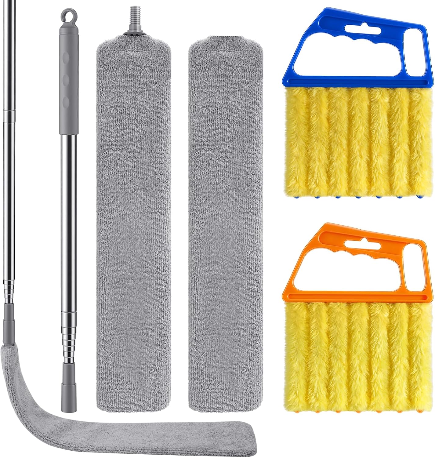 4 Pcs Blind Cleaner & Gap Duster, Under Fridge Retractable Cleaning Tools | Extension Pole Long Handle,Dust Cleaner for Under Appliances Furniture Fridge,Venetian Blinds, Air Conditioner Vents