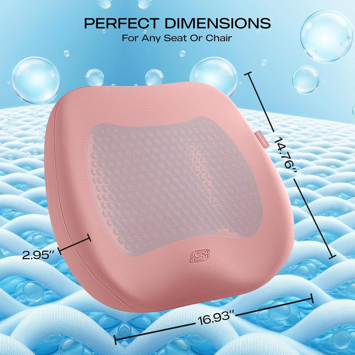 Skechers Seat Cushion Premium Gel & Memory Foam-Office Chair Cushion for Tailbone Pain Relief,Butt Pillow for Office Chair,Car seat Cushion,Long Sitting Office Workers,and Car Drivers,Black