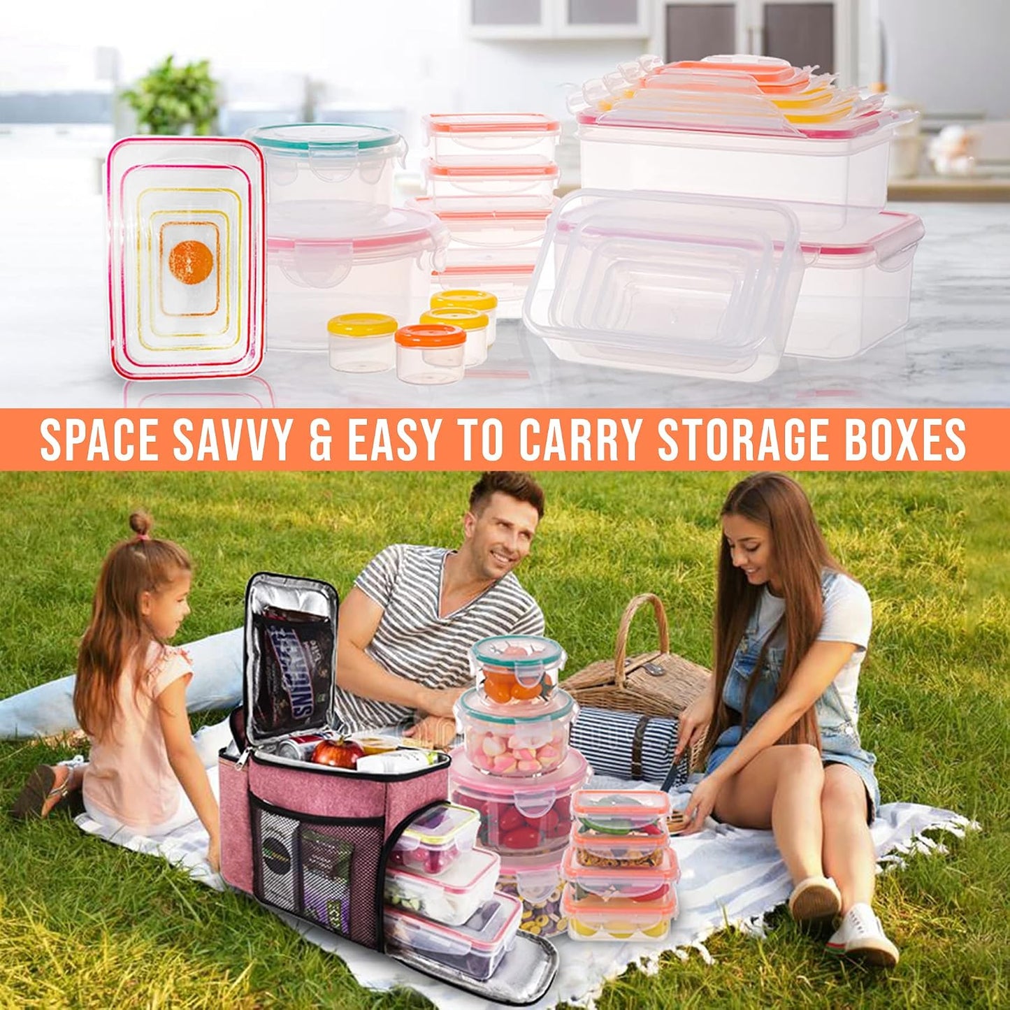 5 Pack Large Fruit Storage Containers for Fridge with Removable Colander | Plastic Food Storage Containers with Lids Airtight-Leak Proof Refrigerator Organizers and Storage of Vegetable