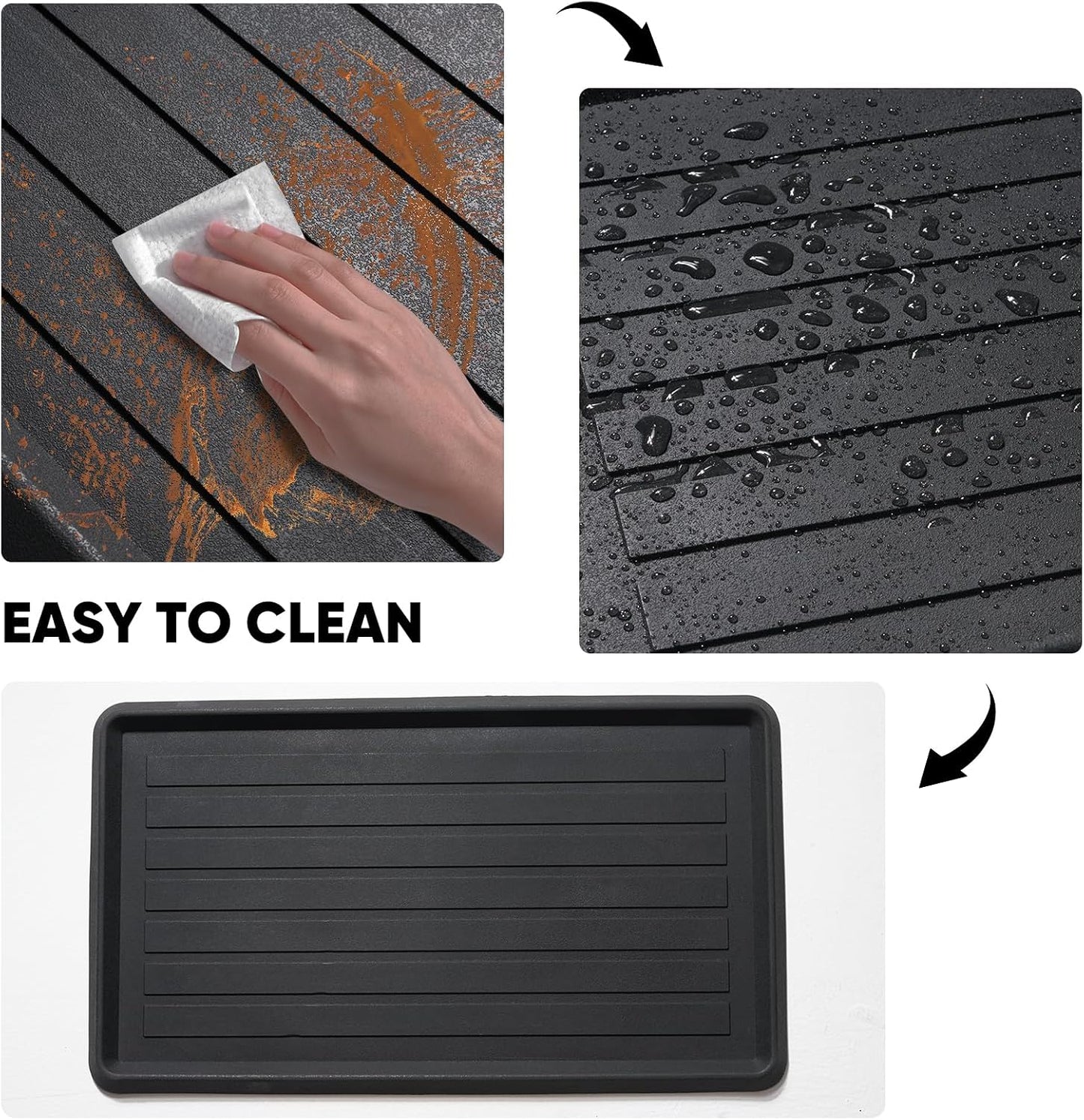 Rubber Boot Tray for Entryway, Multipurpose Boot Mat, Shoe Tray, Shoe Mat for Indoor and Outdoor, 16x27.5, Black