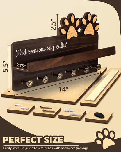 MTERSN Cute Dog Leash Holder for Wall for Pet Station Organizer, Brown