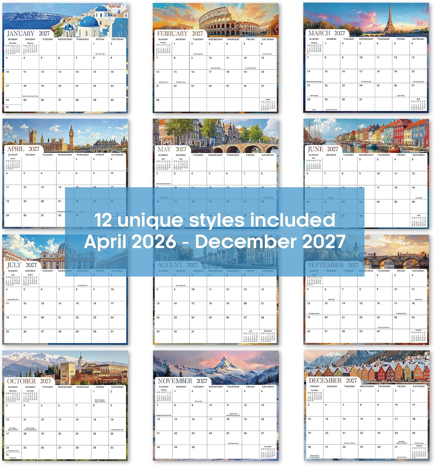 2026-2027 Magnetic Calendar for Refrigerator, Apr 2026-Dec 2027 | 21-Month Fridge Calendar 2026-2027 for Home Planning, Scheduling and Easy Organization, Greenery