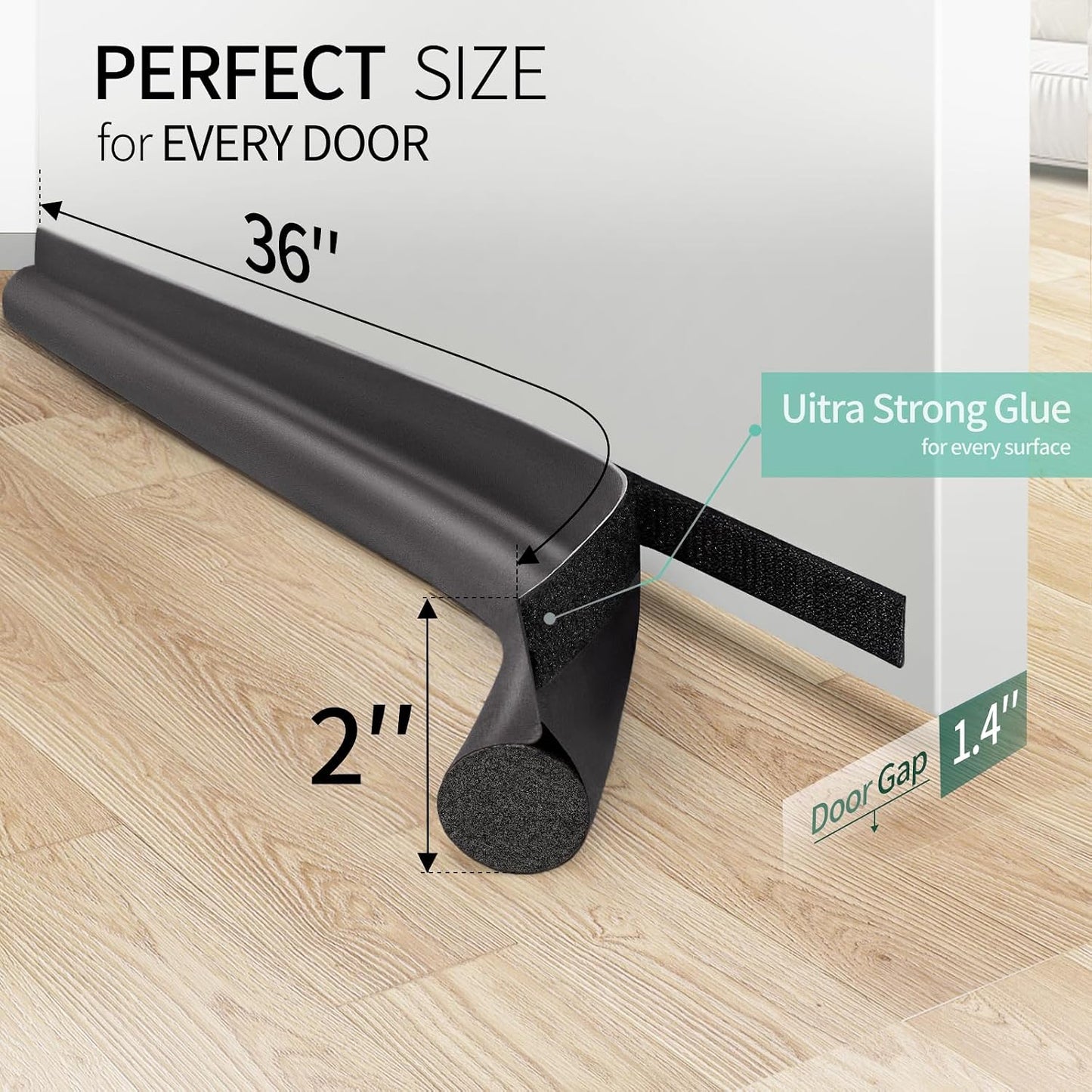 MAXTID Under Door Draft Stoppers 36 Inch White Door Draft Blocker Draft Stoppers for Bottom of Doors Seal Gap Reduce Wind/Breeze, Cold Air, Dust, Smoke, Door Seal Strips Sweeps