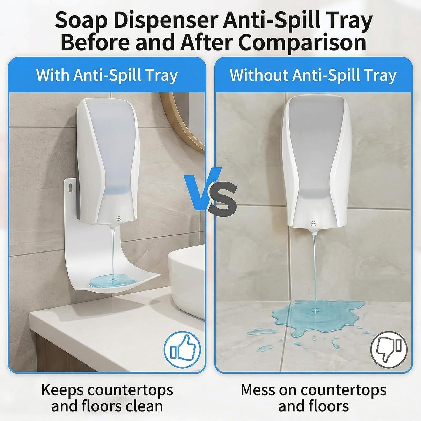 YARNOW 4PCS Dispenser Drip Tray - Wall Mounted Laundry Detergent Catcher - Cup Liquid Dispenser Holder for Kitchen Sink, Bathroom & Laundry Room Use - Easy Installation and Cleaning, White