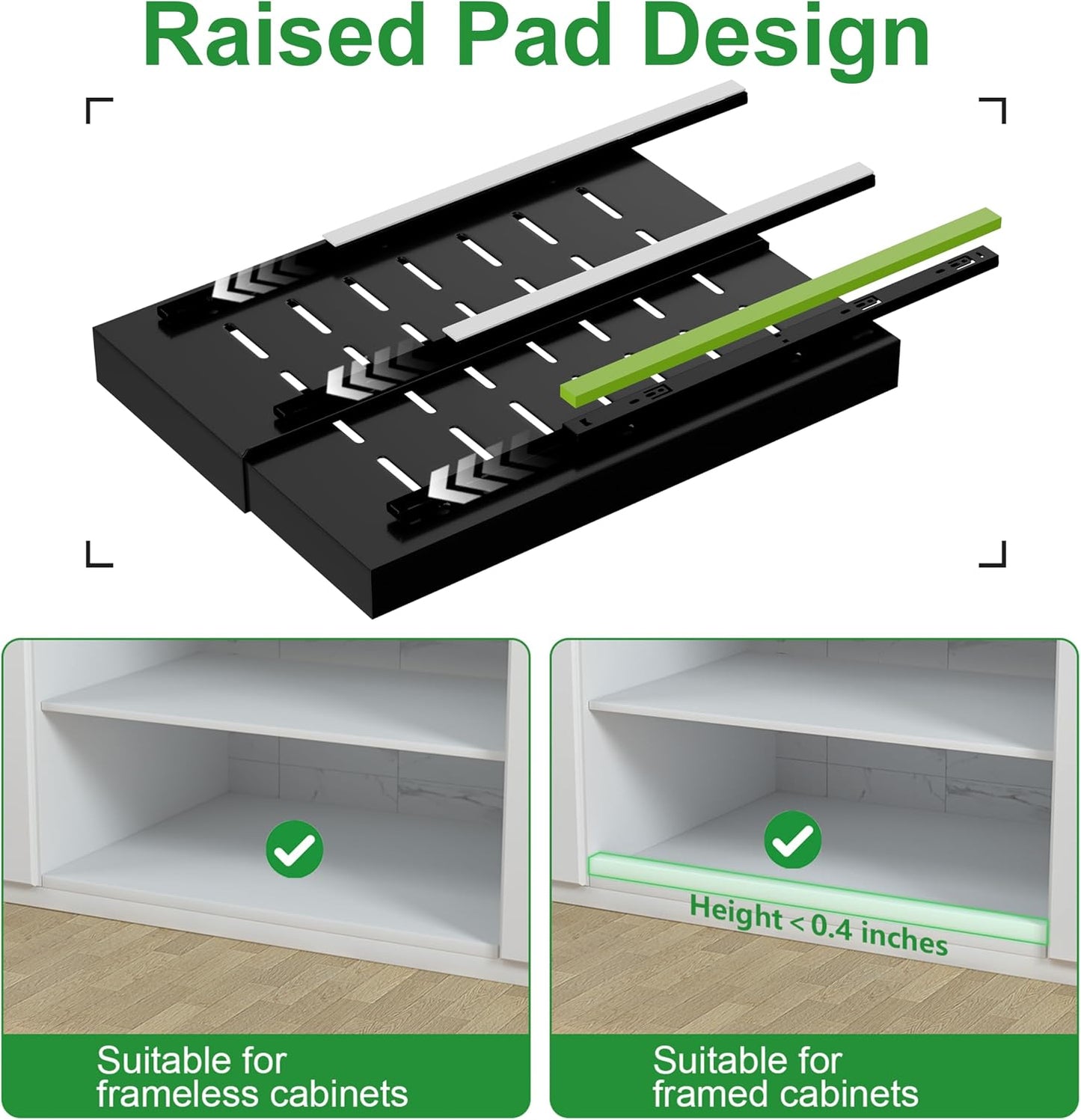 PAKETA 4 Pack Expandable Pull Out Cabinet Organizer,21" Deep | Pull Out Drawers for Cabinets with width from 12" to 20",Sliding Drawers for Cabinets with Upgrade 3 Slide Rails,hold 65 lbs