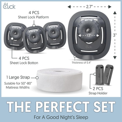 Click Bed Clips to Hold Sheets - Sheet Clips & Straps Keep Sheets in Place Firm & Tight on Single and Twin Bed, Heavy Duty Sheets Holders & Mattress Clips to Keep Sheets on Single & Twin Beds