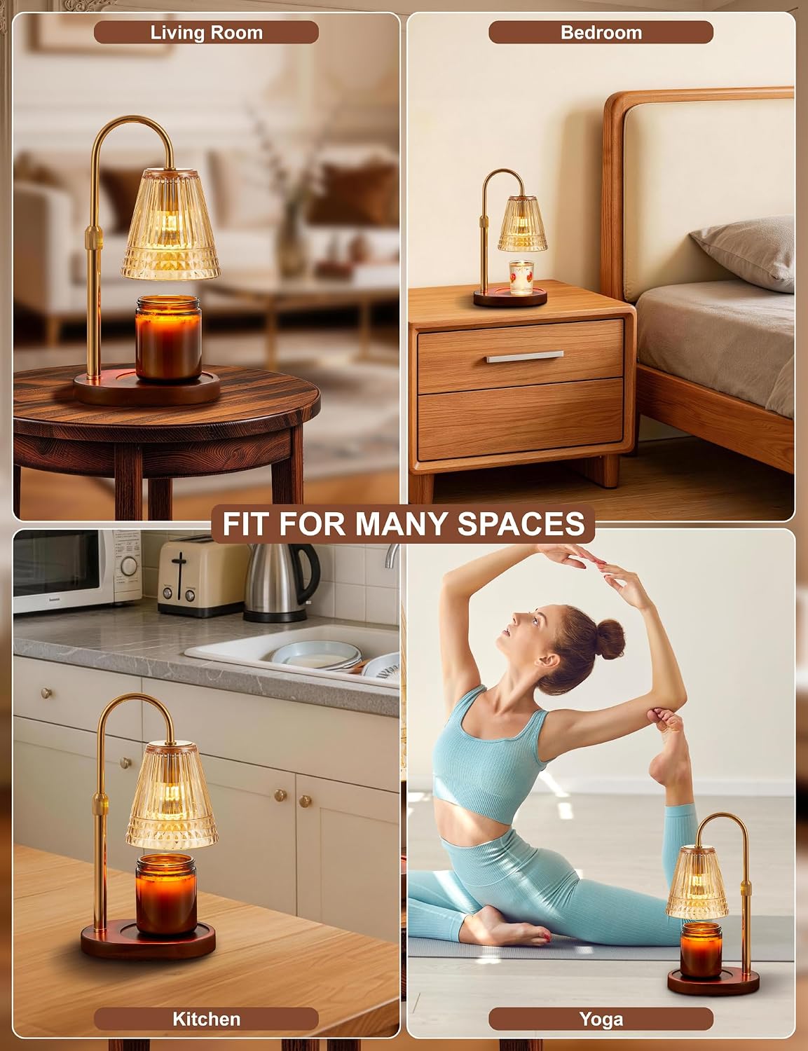 Candle Warmer Lamp with Timer Dimmer, Flameless Candle Warmer for Jar Candles, Height Adjustable Wax Warmer, House Warming Gifts New Home Decor, Birthday Gifts for Women (2 Bulbs Included)
