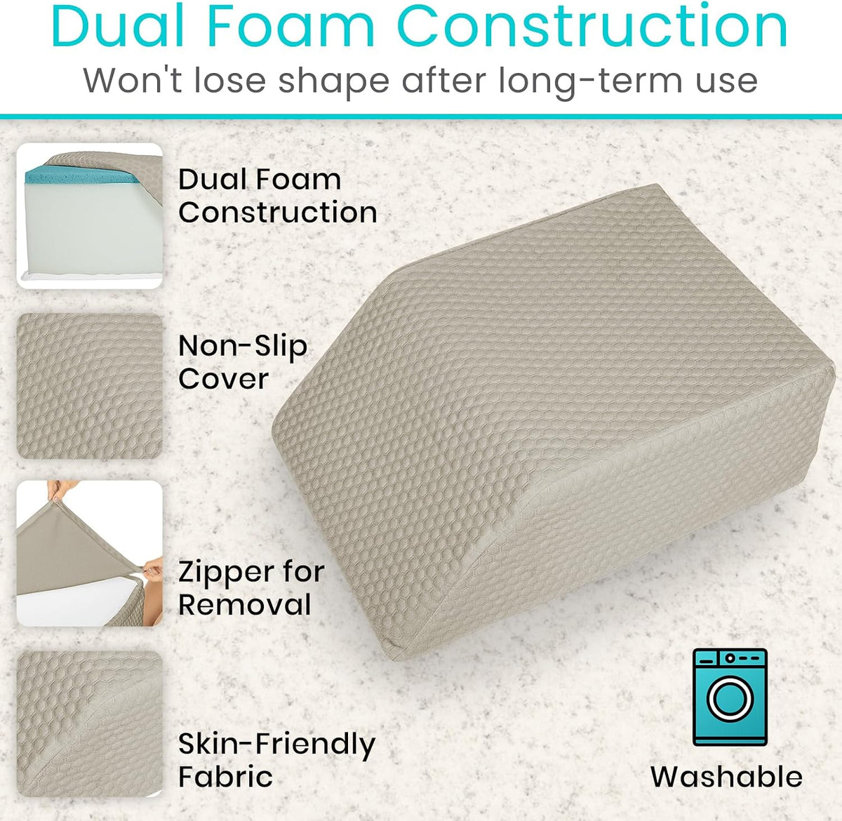 Xtra-Comfort Leg Elevation Pillow for Sleeping, Swelling, Post Surgery - Memory Foam Bed Wedge Pillow- Support Cushion for Pregnancy, Leg, Foot Rest