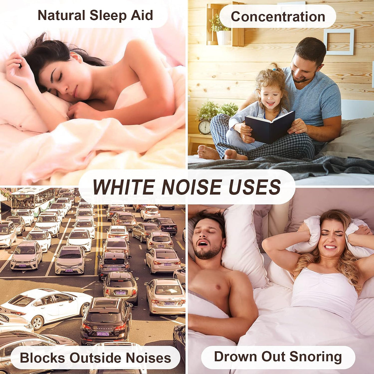 Housbay White Noise Machine with 31 Soothing Sounds, 5W Loud Stereo Sound, Auto-Off Timer, Adjustable Volume, Sleep Sound Machine for Baby, Kid, Adult -Wood Grain