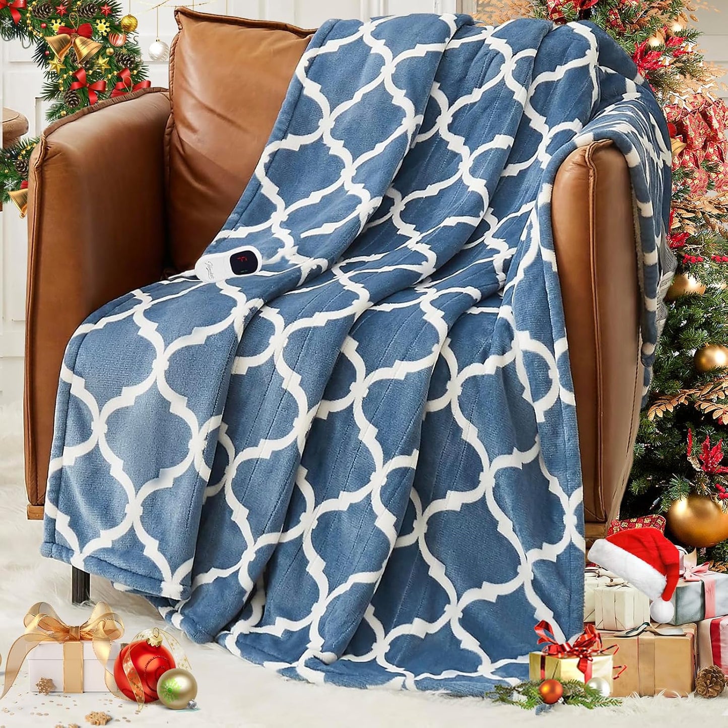 Homemate Heated Blanket Electric Throw - 50“x60“ Heating Blanket with 10 Fast Heat Levels 8 Hours Auto Off Soft Cozy Flannel Over-Heated Protection ETL Certification Keep Warming in Home | Throw with 10 Fast Heat Levels 8 Hours Auto Off Over-Heated