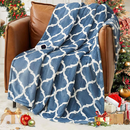 Homemate Heated Blanket Electric Throw - 50“x60“ Heating Blanket with 10 Fast Heat Levels 8 Hours Auto Off Soft Cozy Flannel Over-Heated Protection ETL Certification Keep Warming in Home | Throw with 10 Fast Heat Levels 8 Hours Auto Off Over-Heated
